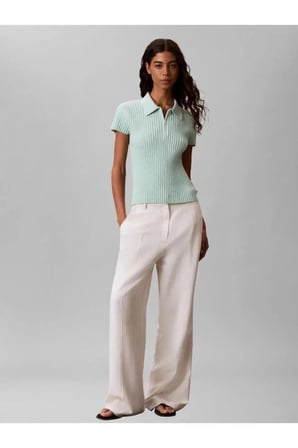 ZIGZAG RIB SS ZIP UP, P84 Kadın Yeşil T-Shirt