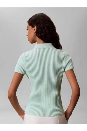 ZIGZAG RIB SS ZIP UP, P84 Kadın Yeşil T-Shirt