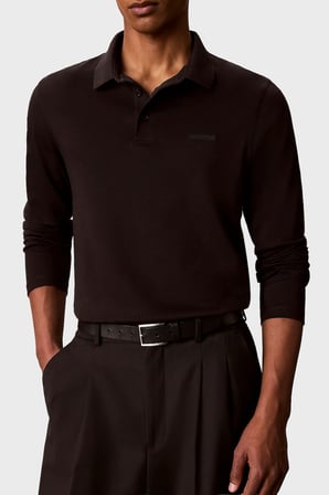 Calvin Klein Logolu % 100 Pamuk Uzun Kollu Düğmeli Polo Erkek POLO LV04LH240G UB1 SİYAH