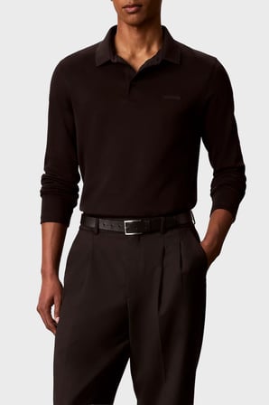 Calvin Klein Logolu % 100 Pamuk Uzun Kollu Düğmeli Polo Erkek POLO LV04LH240G UB1 SİYAH