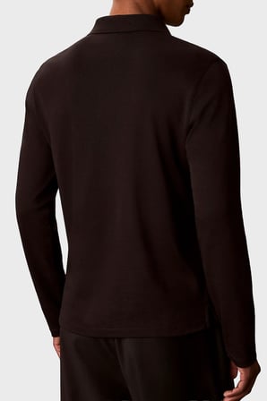 Calvin Klein Logolu % 100 Pamuk Uzun Kollu Düğmeli Polo Erkek POLO LV04LH240G UB1 SİYAH