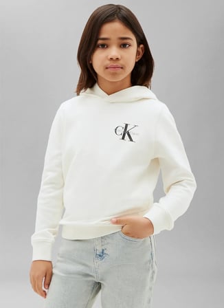 Calvin Klein Ekru Erkek Çocuk Sweatshirt LV1CKTJB08YAS-MONOLOGO HOODIE