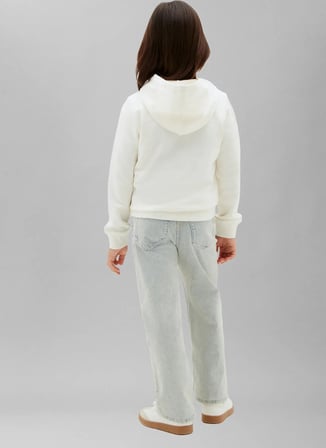 Calvin Klein Ekru Erkek Çocuk Sweatshirt LV1CKTJB08YAS-MONOLOGO HOODIE