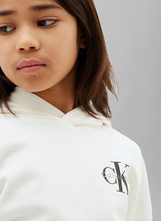 Calvin Klein Ekru Erkek Çocuk Sweatshirt LV1CKTJB08YAS-MONOLOGO HOODIE