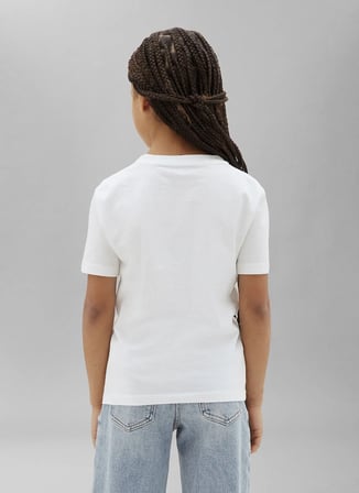 Calvin Klein Beyaz Erkek Çocuk Bisiklet Yaka Baskılı T-Shirt LV1CKTJA15YAF-CK MONOLOGO  T-SHIRT