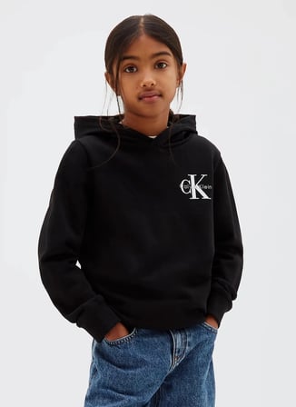 Calvin Klein Siyah Erkek Çocuk Regular Fit Sweatshirt LV1CKTJB08BEH- MONOLOGO HOODIE