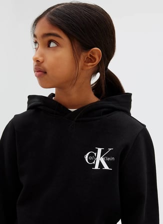 Calvin Klein Siyah Erkek Çocuk Regular Fit Sweatshirt LV1CKTJB08BEH- MONOLOGO HOODIE