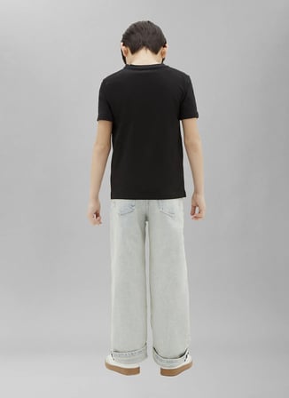 Calvin Klein Siyah Erkek Çocuk Bisiklet Yaka Baskılı T-Shirt LV1CKTJA15BEH-CK MONOLOGO T-SHIRT