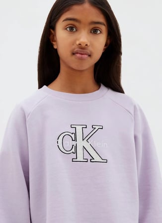 Calvin Klein Lila Kız Çocuk Bisiklet Yaka Nakışlı Sweatshirt LVCKTJB31GVFJ-MONOLOGO SWEATSHIRT