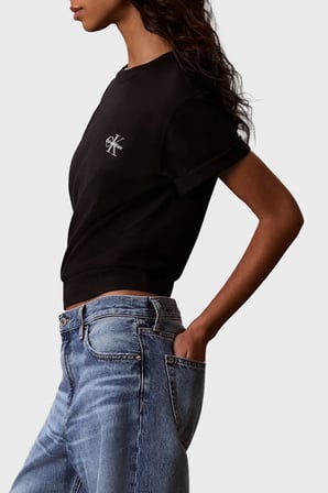 Calvin Klein Pamuklu Logolu Bisiklet Yaka T Shirt LV047G826GUB1 Kadın T SHİRT LV047G826G UB1 SİYAH