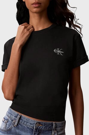 Calvin Klein Pamuklu Logolu Bisiklet Yaka T Shirt LV047G826GUB1 Kadın T SHİRT LV047G826G UB1 SİYAH