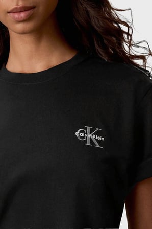 Calvin Klein Pamuklu Logolu Bisiklet Yaka T Shirt LV047G826GUB1 Kadın T SHİRT LV047G826G UB1 SİYAH