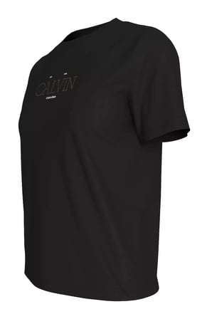 Kadın Normal Kalıp Logo Baskılı Pamuklu Kısa Kollu Siyah T-Shirt