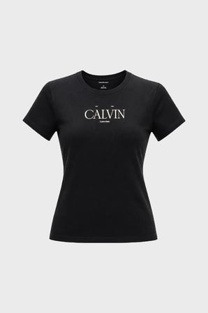 Calvin Klein % 100 Pamuk Slim Fit Bisiklet Yaka T Shirt LV047G806GUB1 Bayan T SHİRT LV047G806G UB1 SİYAH
