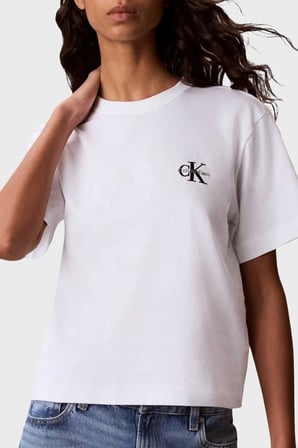 Calvin Klein Pamuklu Logolu Bisiklet Yaka T Shirt LV047G826GYAF Bayan T SHİRT LV047G826G YAF BEYAZ