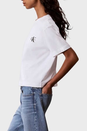Calvin Klein Pamuklu Logolu Bisiklet Yaka T Shirt LV047G826GYAF Bayan T SHİRT LV047G826G YAF BEYAZ