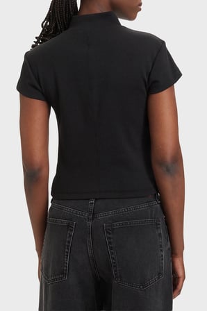 Calvin Klein Pamuklu Logolu Slim Fit Fermuarlı Dik Yaka Top LV047G240GUB1 Bayan TOP LV047G240G UB1 SİYAH