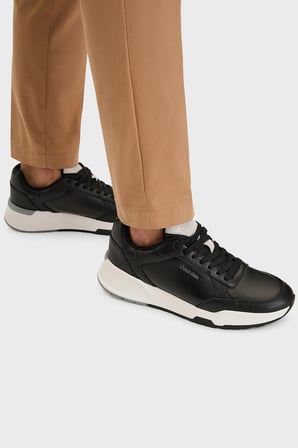 Calvin Klein Logolu Deri Sneaker Ayakkabı HM0HM0230900Y Erkek AYAKKABI HM0HM02309 00Y SİYAH