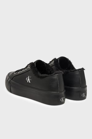 Calvin Klein Logolu İçi Kürklü Deri Sneaker Ayakkabı HW0HW032350GJ Kadın AYAKKABI HW0HW03235 0GJ SİYAH