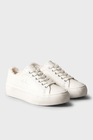 Calvin Klein Logolu İçi Kürklü Deri Sneaker Ayakkabı HW0HW03235YBJ Kadın AYAKKABI HW0HW03235 YBJ KREM
