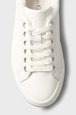 Calvin Klein Logolu İçi Kürklü Deri Sneaker Ayakkabı HW0HW03235YBJ Kadın AYAKKABI HW0HW03235 YBJ KREM