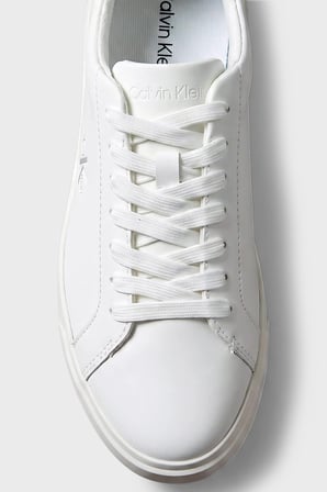 Calvin Klein Deri Logolu Sneaker Ayakkabı HW0HW03312061 Kadın AYAKKABI HW0HW03312 061 BEYAZ-GÜMÜŞ