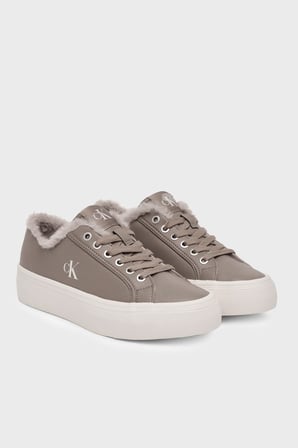 Calvin Klein Logolu İçi Kürklü Deri Sneaker Ayakkabı HW0HW03235PBO Kadın AYAKKABI HW0HW03235 PBO VİZON