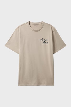 Calvin Klein % 100 Pamuk Slim Fit Bisiklet Yaka T Shirt LV04RG837GPED Erkek T SHİRT LV04RG837G PED BEJ