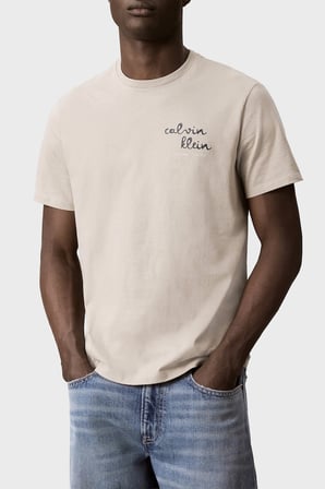 Calvin Klein % 100 Pamuk Slim Fit Bisiklet Yaka T Shirt LV04RG837GPED Erkek T SHİRT LV04RG837G PED BEJ