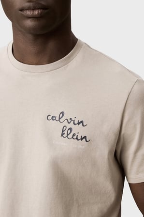 Calvin Klein % 100 Pamuk Slim Fit Bisiklet Yaka T Shirt LV04RG837GPED Erkek T SHİRT LV04RG837G PED BEJ