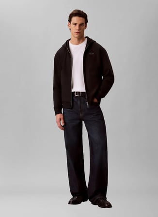 Calvin Klein Siyah Erkek Hırka LV04LH218GUB1_LS MICRO LOGO DBL  F