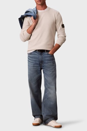 Calvin Klein % 100 Pamuk Regular Fit Bisiklet Yaka Uzun Kollu T Shirt LV04RJ209GPDJ Erkek T SHİRT LV04RJ209G PDJ EKRU