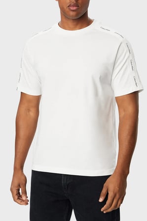 Calvin Klein Logolu % 100 Pamuk Bisiklet Yaka T Shirt LV04RH201GYAF Erkek T SHİRT LV04RH201G YAF BEYAZ