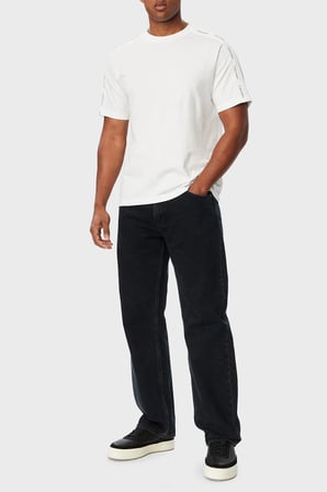 Calvin Klein Logolu % 100 Pamuk Bisiklet Yaka T Shirt LV04RH201GYAF Erkek T SHİRT LV04RH201G YAF BEYAZ