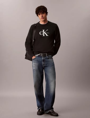 CALVIN KLEIN Erkek Marka Logolu Günlük Kullanıma Uygun SİYAH Kazak LV04RH320G UB1