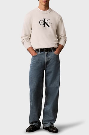 Calvin Klein % 100 Pamuk Relaxed Fit Bisiklet Yaka Kazak LV04RH320GP74 Erkek KAZAK LV04RH320G P74 AÇIK GRİ MELANJ
