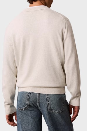 Calvin Klein % 100 Pamuk Relaxed Fit Bisiklet Yaka Kazak LV04RH320GP74 Erkek KAZAK LV04RH320G P74 AÇIK GRİ MELANJ