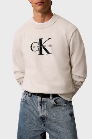 Calvin Klein % 100 Pamuk Relaxed Fit Bisiklet Yaka Kazak LV04RH320GP74 Erkek KAZAK LV04RH320G P74 AÇIK GRİ MELANJ