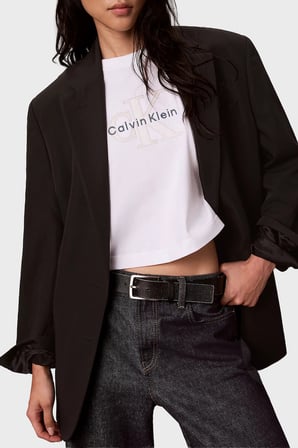 Calvin Klein % 100 Pamuk Boxy Fit Bisiklet Yaka T Shirt LV047H820GYAF Kadın T SHİRT LV047H820G YAF BEYAZ