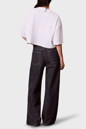 Calvin Klein % 100 Pamuk Boxy Fit Bisiklet Yaka T Shirt LV047H820GYAF Kadın T SHİRT LV047H820G YAF BEYAZ