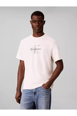 Erkek Pamuklu Bisiklet Yaka Kısa Kollu Ekru T-Shirt