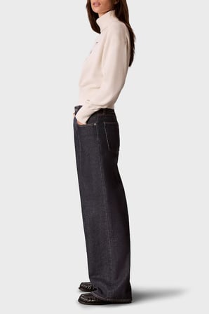 Calvin Klein Logolu % 100 Pamuk Balıkçı Yaka Kazak LV047H329GYAS Kadın KAZAK LV047H329G YAS KREM