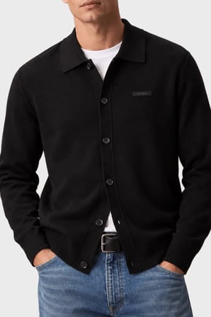 Calvin Klein Regular Fit Kalasik Yaka Düğmeli Triko Kazak LV04LH318GUB1 Erkek KAZAK LV04LH318G UB1 SİYAH