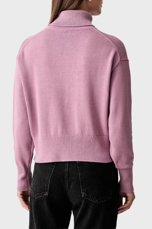 Calvin Klein Logolu % 100 Pamuk Balıkçı Yaka Kazak LV047H329GVCB Kadın KAZAK LV047H329G VCB PEMBE