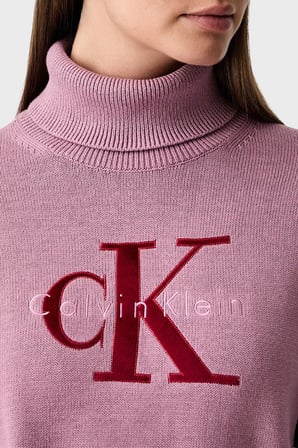 Calvin Klein Logolu % 100 Pamuk Balıkçı Yaka Kazak LV047H329GVCB Kadın KAZAK LV047H329G VCB PEMBE