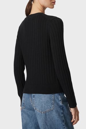 Calvin Klein % 100 Pamuk V Yaka Düğmeli Kazak LV047H305GUB1 Kadın KAZAK LV047H305G UB1 SİYAH