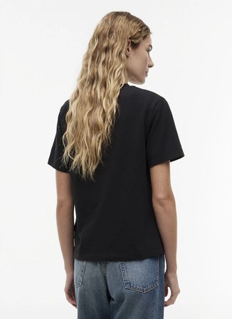 tommy hilfiger siyah kadın bisiklet yaka nakışlı t-shirt ww0ww49941bds
