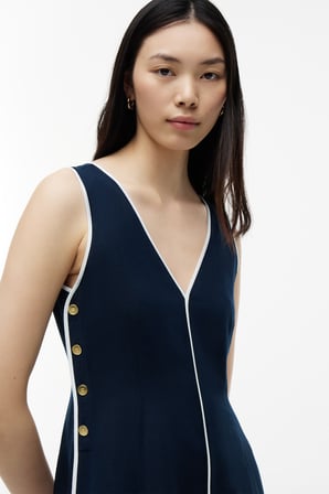 CONTRAST BINDING NS STRAP DRESS Kadın Mavi Elbise - WW0WW49907