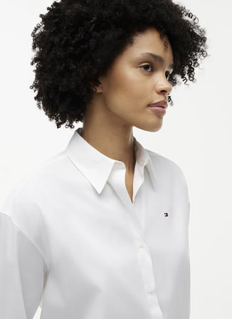 Tommy Hilfiger Beyaz Kadın Gömlek WW0WW49940YCF