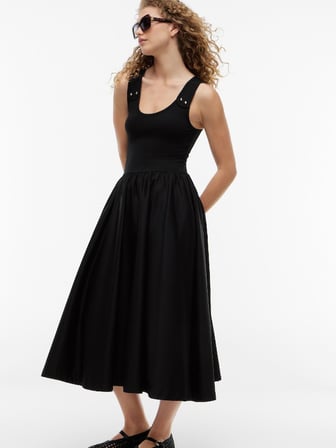 5X2 RIB MIX MEDIA DRESS Kadın Siyah Elbise - WW0WW49939